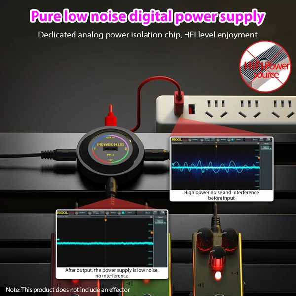 PH-2 mini effektor tápegység 3 csatornás kimenet 9V12V15V alacsony zajszintű hangszer effektor tápegység táp HUB