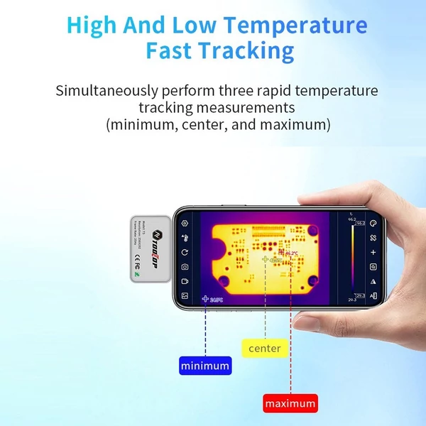 Hordozható mobiltelefonos hőkamera -15 ℃ és 600 ℃ között