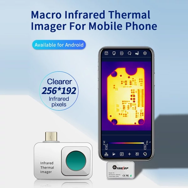 Hordozható mobiltelefonos hőkamera -15 ℃ és 600 ℃ között