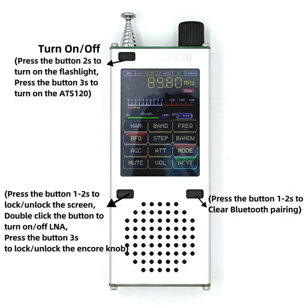 ATS120 SI4732 ESP32 BT 150K-30Mhz 64M-108Mhz vevő