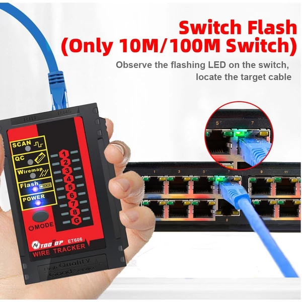 ET606 kábelport tesztelő Kézi hálózati kábeltesztelő, kábelpárosítás ellenőrzése