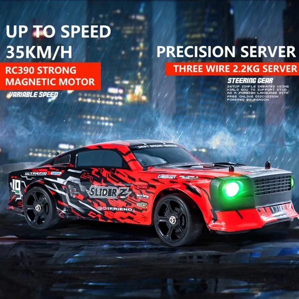 HBX 1:14 méretarányú 2,4 GHz 35 km/h sebességű 4WD távirányítós autó - Piros, 3 akkumulátor