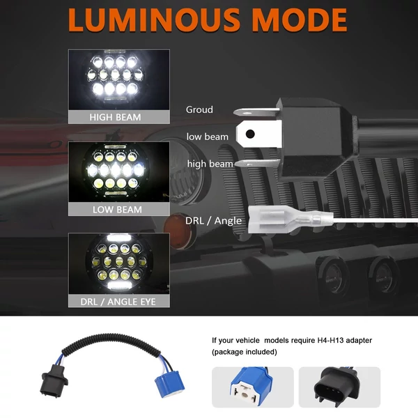 7 hüvelykes autó, motorkerékpár LED fényszóró 200W 6000K - 2db