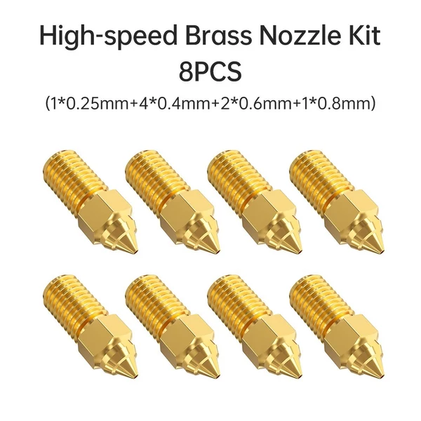 Creality nagysebességű sárgaréz fúvókakészlet 8 db (1*0.25mm+4*0.4mm+2*0.6mm+1*0.8mm) Ender-3 V3 SE / Ender -5 S1 / Ender- 7 készülékekhez