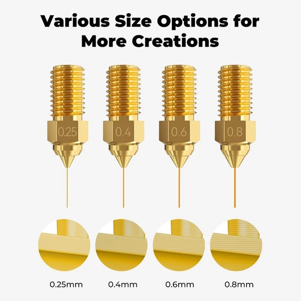 Creality nagysebességű sárgaréz fúvókakészlet 8 db (1*0.25mm+4*0.4mm+2*0.6mm+1*0.8mm) Ender-3 V3 SE / Ender -5 S1 / Ender- 7 készülékekhez