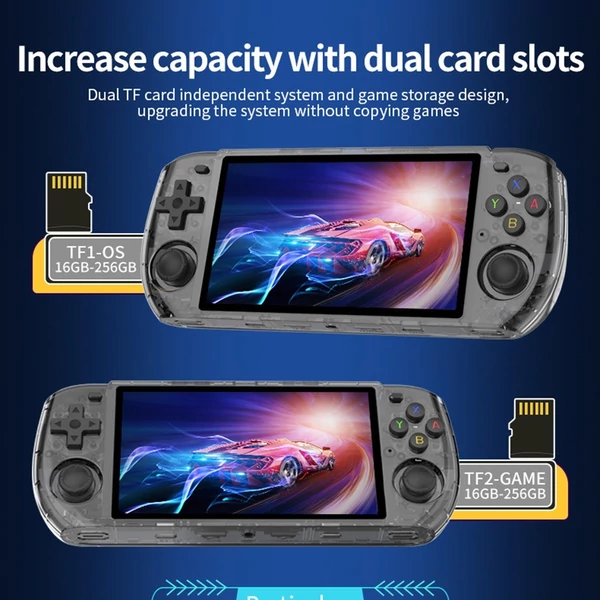 Powkiddy RGB10 Max 3 retro kézi játékkonzol 5,0 hüvelykes, nagy tisztaságú képernyős hordozható emulátor - Kék, 64GB