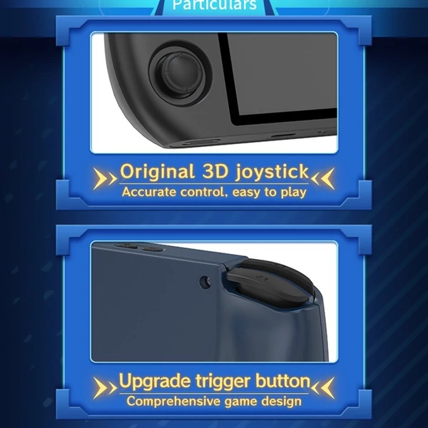Powkiddy RGB10 Max 3 retro kézi játékkonzol 5,0 hüvelykes, nagy tisztaságú képernyős hordozható emulátor - Kék, 64GB