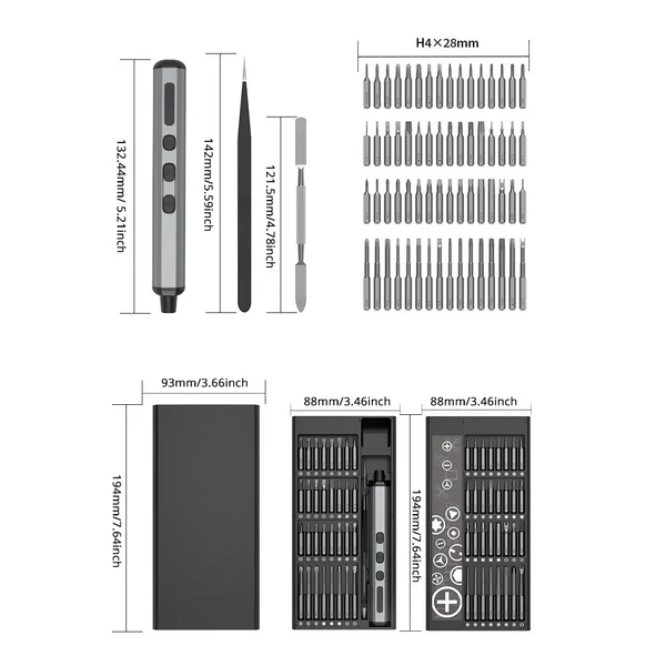 68 az 1-ben mini precíziós elektromos csavarhúzó mágneses tárolóval