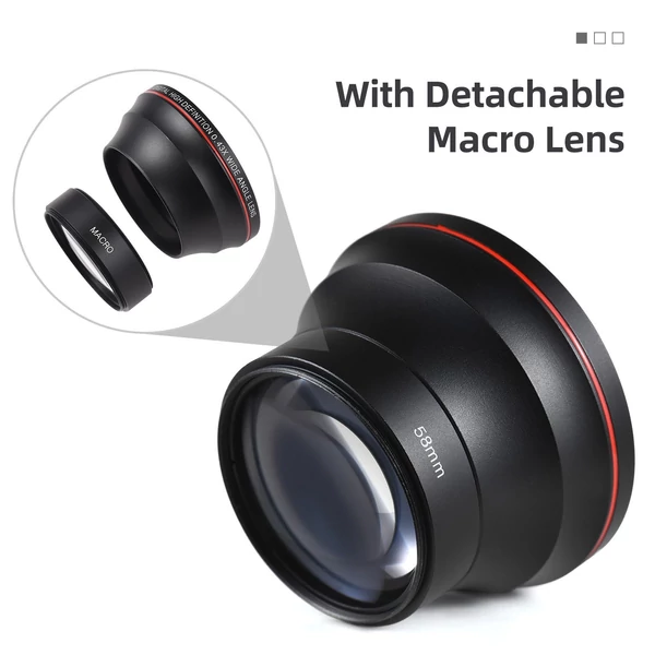 58 mm-es kameralencse készlet 0,43X széles látószögű objektívvel + makroobjektív alumíniumötvözetből készült DSLR fényképezőgép lencséjének cseréje