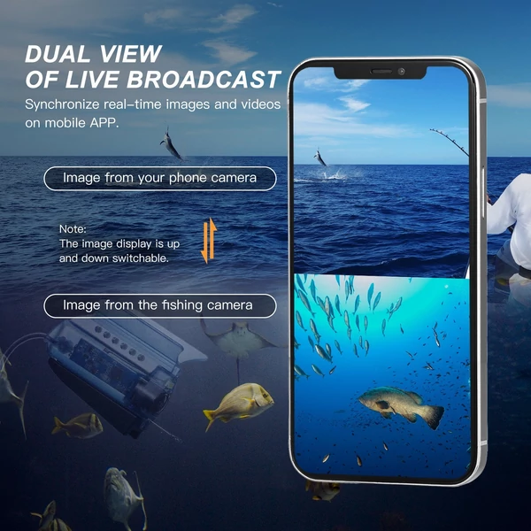 1080p víz alatti horgászkamera APP vezérléssel, horgász élő videókamera