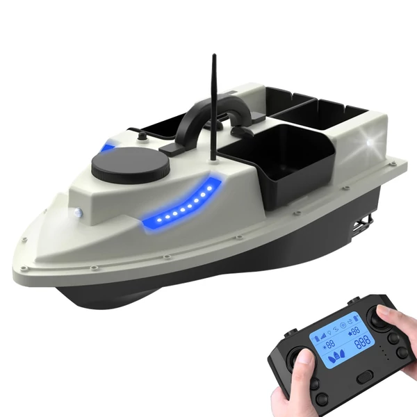 99 csalihely GPS RC csalicsónak, 500 méteres hatótávú vezeték nélküli távirányító - Fehér, 12000 mAh akkumulátor