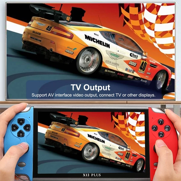 X12 Plus 7 hüvelykes videojáték-konzol, beépített 1000 játék, 16 GB