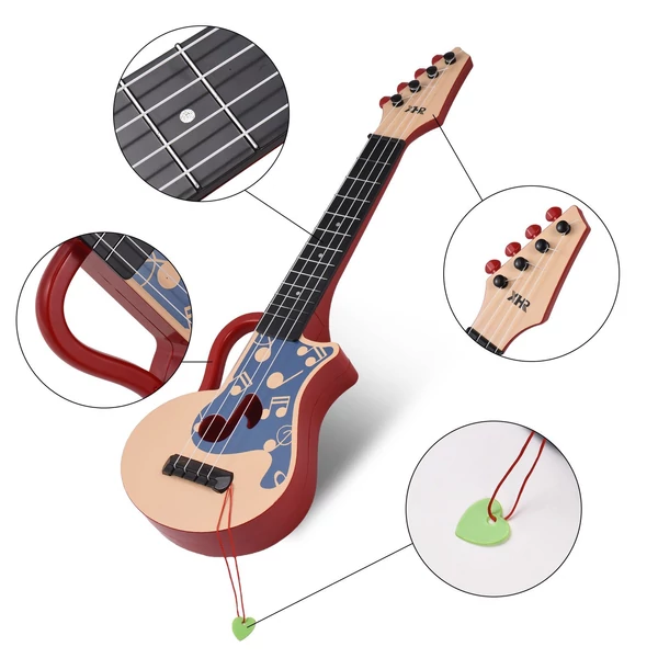 54 cm-es ukulele kiemelő hangjegyekkel, kézi ukulele kezdőknek - Piros