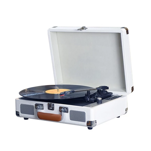 Vintage bakelit lemezlejátszó, támogatja az USB-rögzítést 33/45/78 RPM 7/10/12 hüvelykes vinyl lemezekhez - Fehér