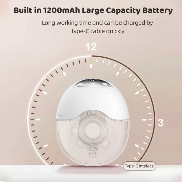 Hordható kéz nélküli elektromos mellszívó 4 üzemmóddal, 12 szívási fokozattal szoptatáshoz otthoni használatra, utazáshoz – 1 csomag