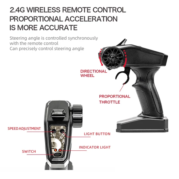 2,4 GHz-es 1/20-as távirányítós rövid teherautó - Kék, 3 akkumulátor