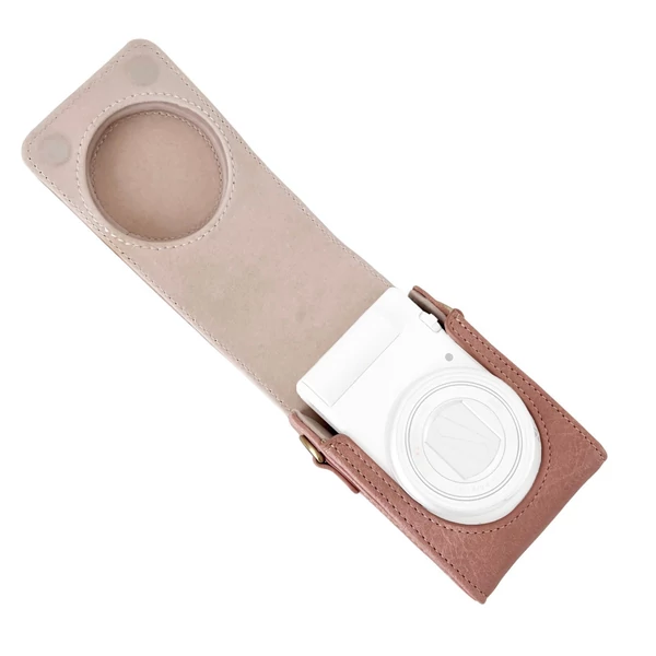 Digitális fényképezőgép védőtok PU bőr tárolótáska levehető vállpánttal - Pink