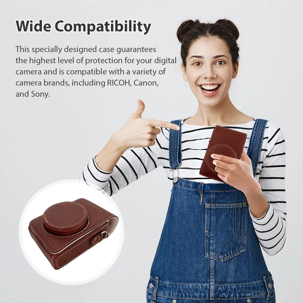 Digitális fényképezőgép védőtok PU bőr tárolótáska levehető vállpánttal - Pink