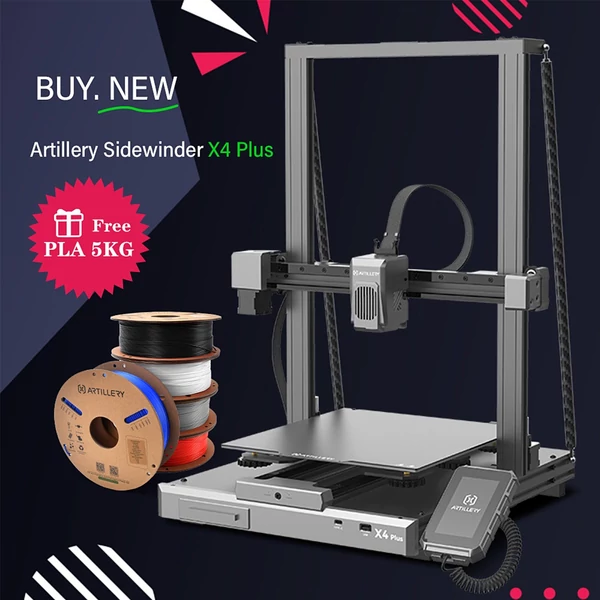 Artillery Sidewinder X4 Plus 500 mm/s sebességű FDM 3D nyomtató 5 kg PLA filamenttel, 300x300x400 mm-es nyomtatási terület 1,75 mm-es szál PLA/TPU/PETG/ABS/PET/karbonhoz alkalmas