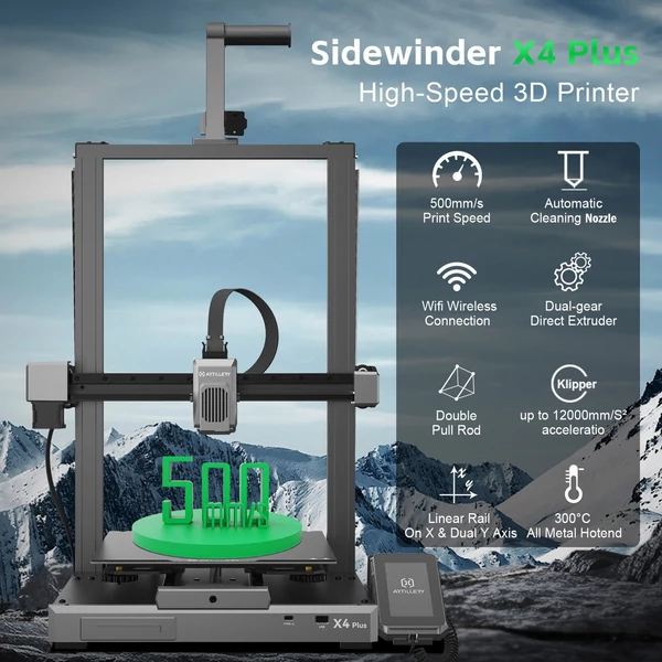 Artillery Sidewinder X4 Plus 500 mm/s sebességű FDM 3D nyomtató 5 kg PLA filamenttel, 300x300x400 mm-es nyomtatási terület 1,75 mm-es szál PLA/TPU/PETG/ABS/PET/karbonhoz alkalmas