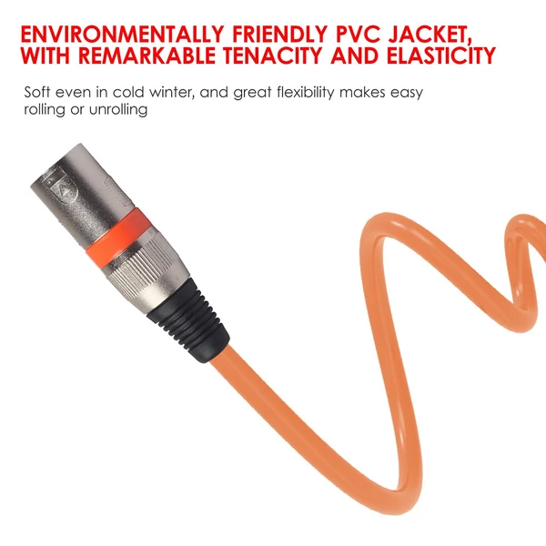 1,5 m-es XLR kábel DMX színpadi fénykábel 3 tűs XLR dugós csatlakozóaljzattal fekete PVC jack (6 db)