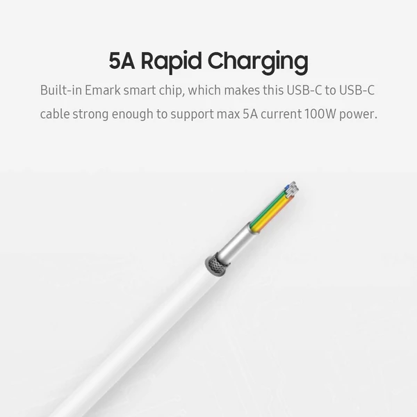 Xiaomi USB 100 W Type C töltőkábel USB C – USB C adatkábel (1,5 m 5A) - Fehér