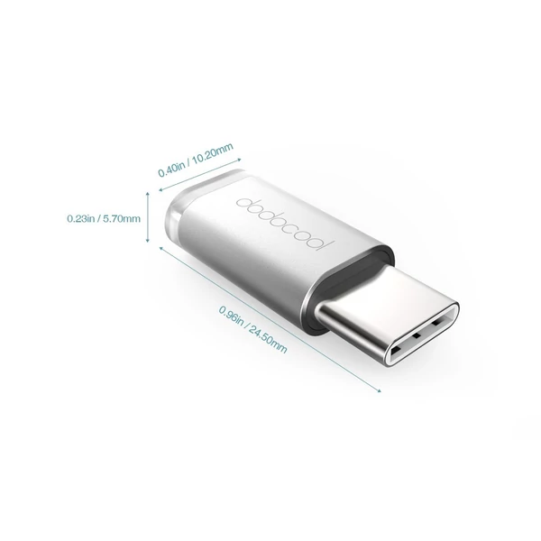 dodocool Mini USB-C-ből Micro USB-adapter átalakító - Ezüst