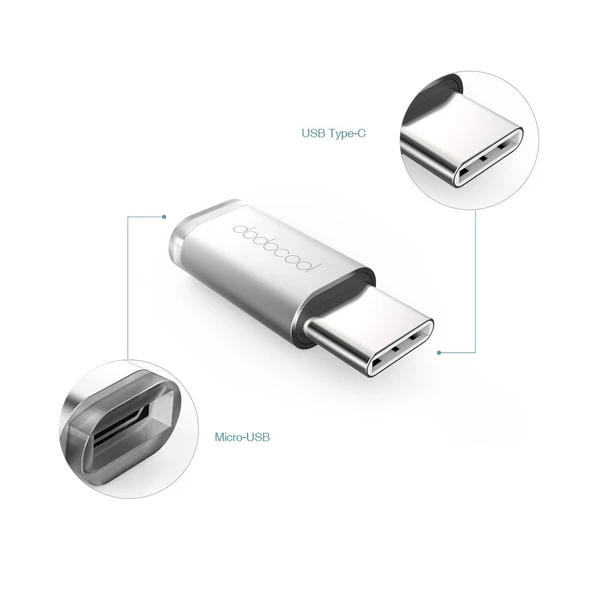 dodocool Mini USB-C-ből Micro USB-adapter átalakító - Ezüst