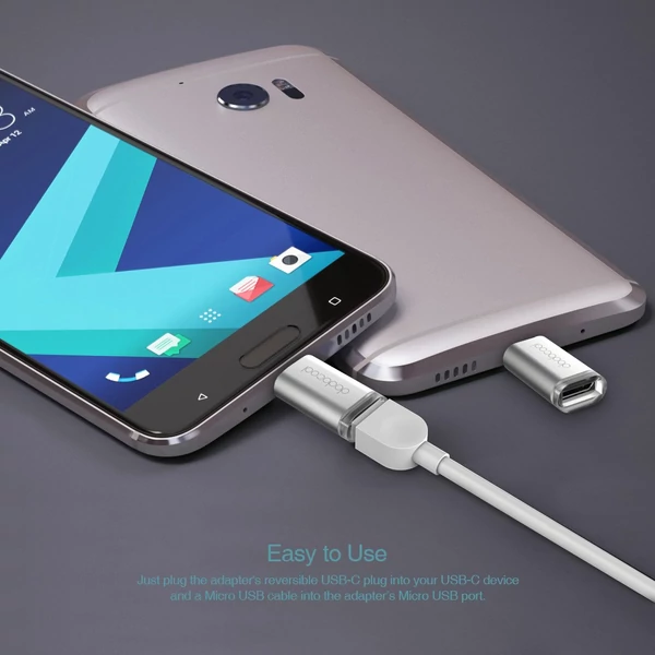 dodocool Mini USB-C-ből Micro USB-adapter átalakító - Ezüst
