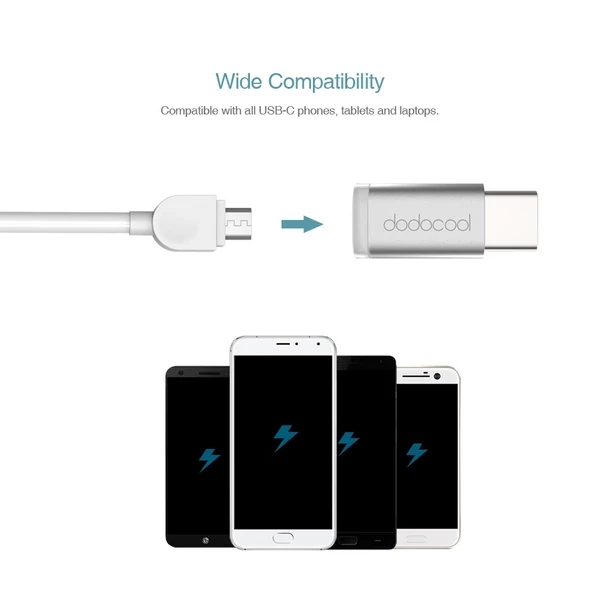 dodocool Mini USB-C-ből Micro USB-adapter átalakító - Ezüst