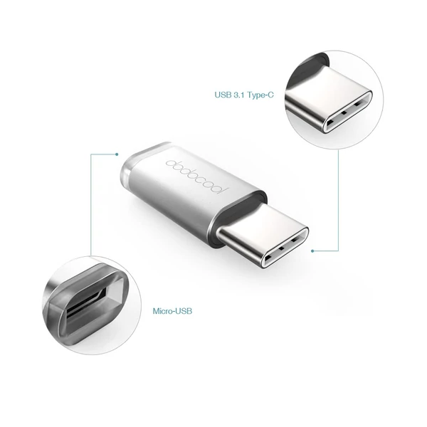 dodocool Mini USB-C-ből Micro USB-adapter átalakító - Ezüst