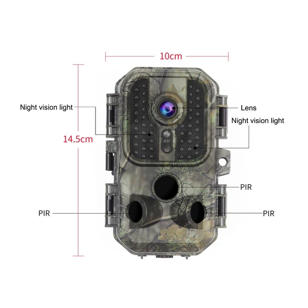 30 MP 4K nyomkereső kamera, 2 hüvelykes IPS LCD színes képernyő, 48 infravörös LED lámpa