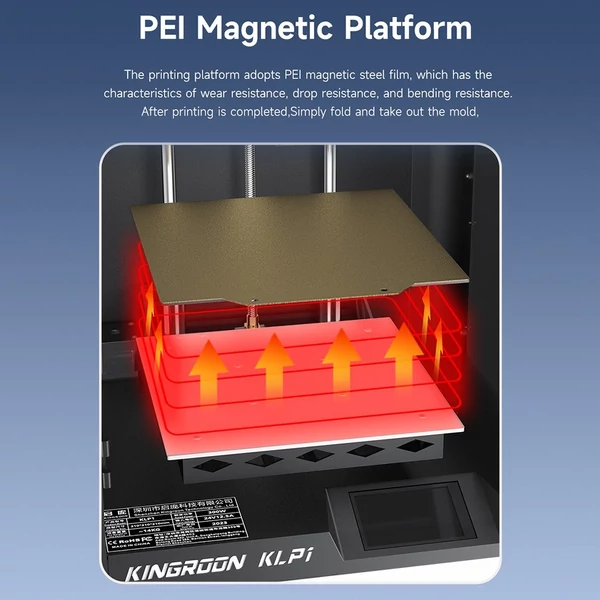 KINGROON KLP1 3D nyomtató, FDM 500mm/s, Nyomtatási méret 210x210x210mm, 3,5 hüvelykes érintőképernyő, PLA/FA/TPU/PETG/PA filamentekhez