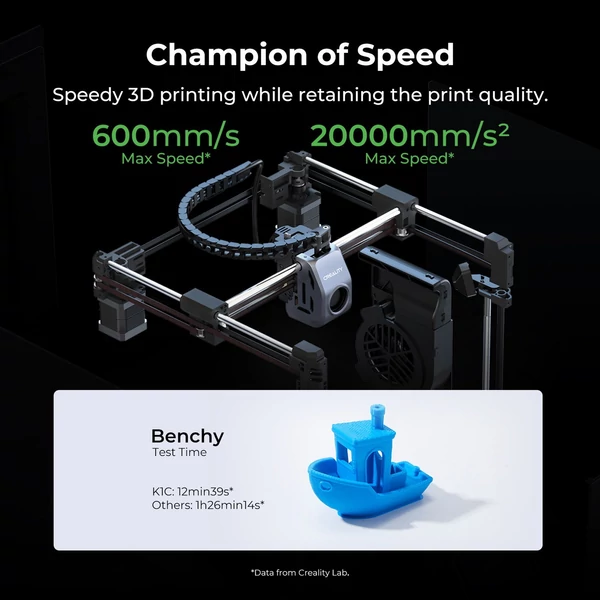 Creality K1C 3D nyomtató 600mm/s sebességű FDM 3D nyomtató, nyomtatási méret 220x220x250mm Al Camera Observant, teljesen fém Hot End készlettel - Szürke