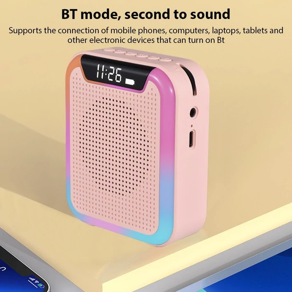 M9 Hangerősítő hordozható megafon PA rendszer vezetékes fejre szerelt mikrofonnal - Pink