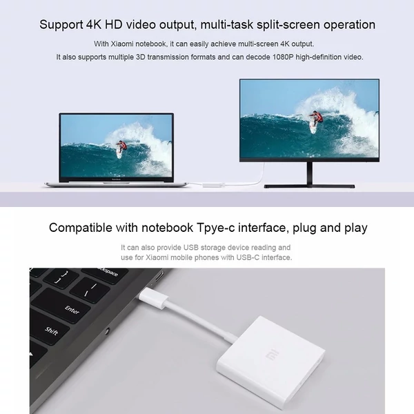 Xiaomi számítógép-adapter USB-C hub XMZJQCH2TM - Fehér