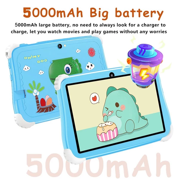 7 hüvelykes Android 10 4GB+64GB 1960*1080 nagy tisztaságú képernyős oktatótábla gyerekeknek - Kék