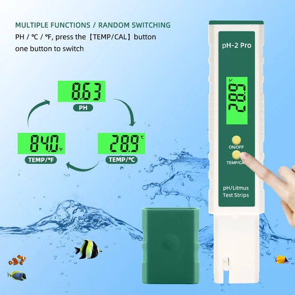 pH-2 Pro vízminőségű toll digitális pH-mérő 0,01 pontosságú teszter toll