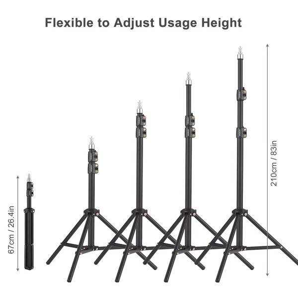 Andoer 210 cm-es hordozható fém könnyű, nagy teherbírású, állítható fényképező állvány