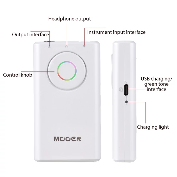MOOER gitár, basszus multi-effekt processzor, gitár integrált pedál - Fehér