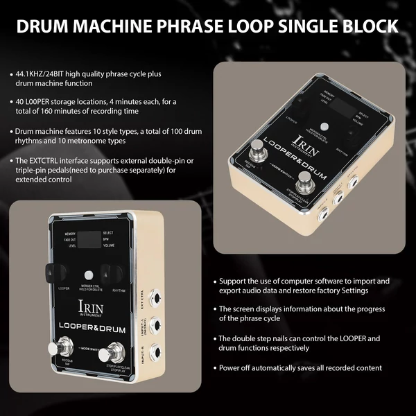 IRIN Looper pedál dob gép gitár effekt pedálok