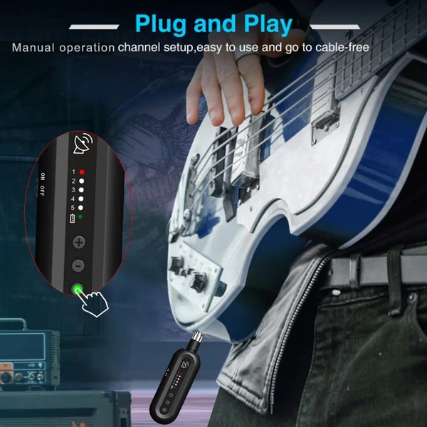JTS-5 vezeték nélküli gitárrendszer, újratölthető gitár adóvevő készlet