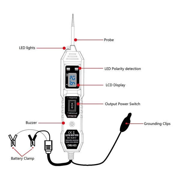 3,5V-36V autóipari áramköri szonda tesztelő