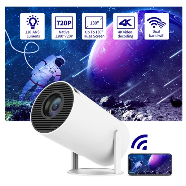 Projektor 4K dekódolás 120 ANSI Lumen 2.4G+5G WiFi trapéztorzítás korrekció