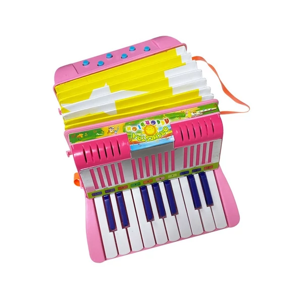 Mini 17 gombos 6 basszus harmonika ABS anyag csattal, hangszer kezdőknek - Pink