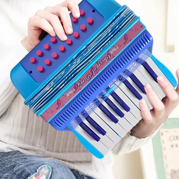Mini 20 gombos 16 basszus harmonika ABS anyag csattal, könnyű gombbal - Kék