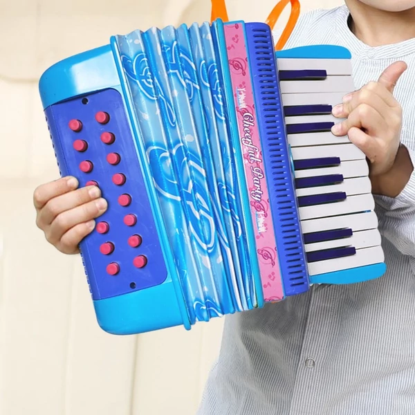 Mini 20 gombos 16 basszus harmonika ABS anyag csattal, könnyű gombbal - Kék