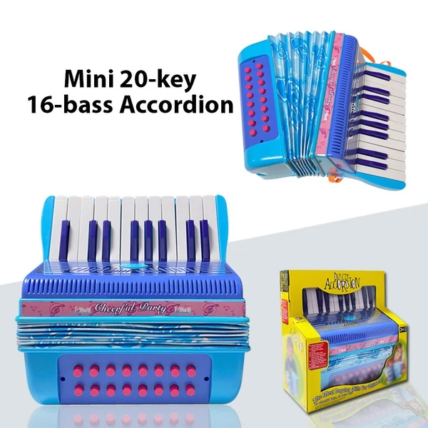 Mini 20 gombos 16 basszus harmonika ABS anyag csattal, könnyű gombbal - Kék