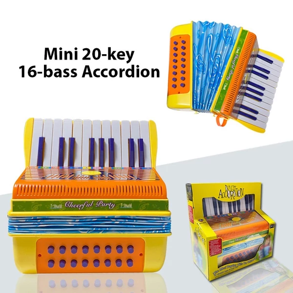 Mini 20 gombos 16 basszus harmonika ABS anyag csattal, könnyű gombbal - Sárga