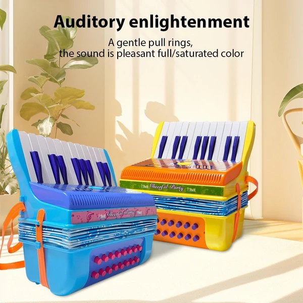 Mini 20 gombos 16 basszus harmonika ABS anyag csattal, könnyű gombbal - Sárga